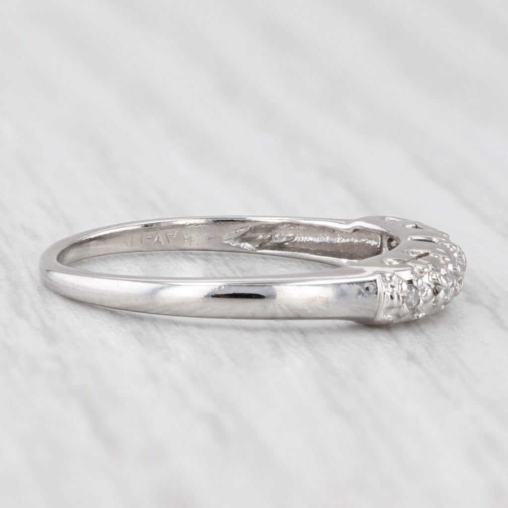 Light Gray Vintage Diamond Wedding Ring 14k White Gold Stackable Size 6