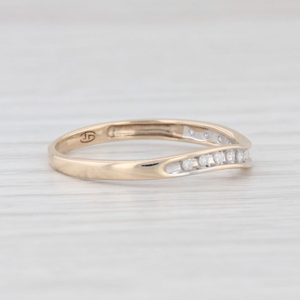 Light Gray Contoured Diamond Wedding Band 10k Yellow Gold Size 7 Ring Stackable Anniversary