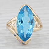 7.70ctw Marquise Blue Topaz Sapphire Ring 14k Yellow Gold Size 8 Bypass