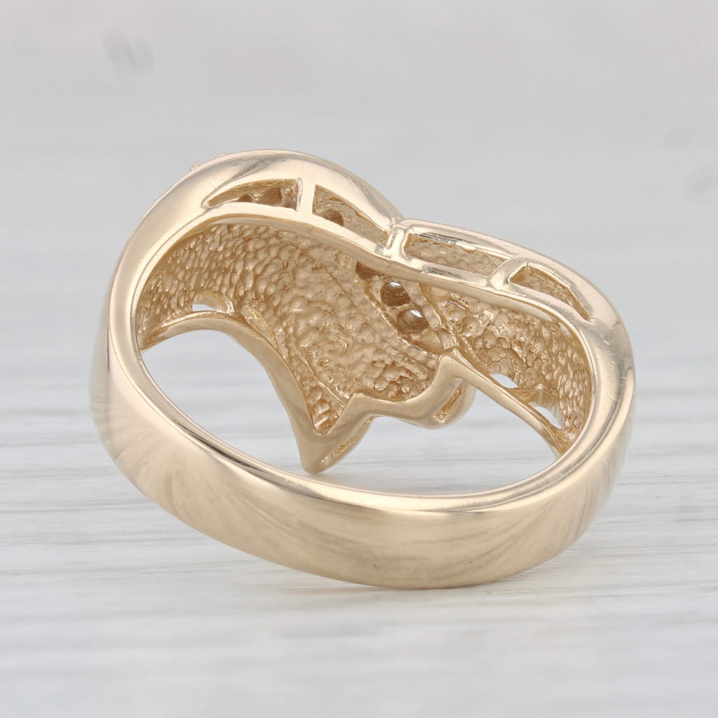 Light Gray 0.15ctw Diamond Bypass Ring 14k Yellow Gold Size 6.75