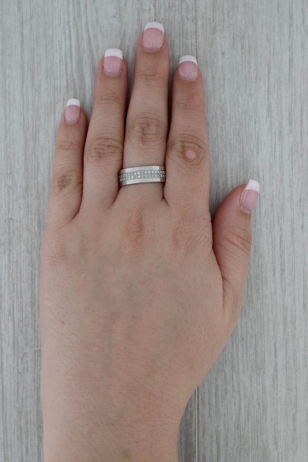 0.39ctw Diamond Men's Wedding Band 10k White Gold Size 9.25 Ring