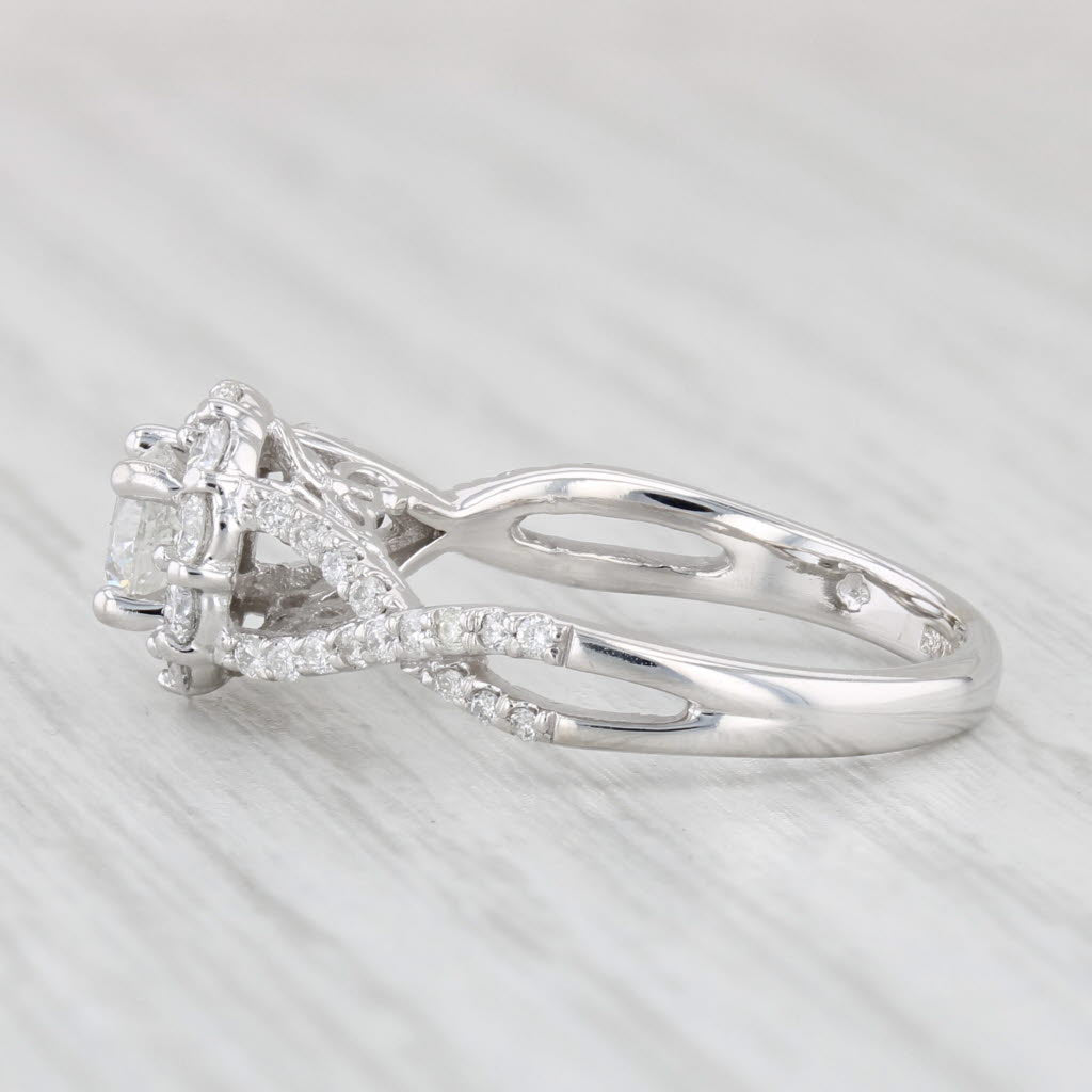 Light Gray 1ctw Round Diamond Halo Engagement Ring 14k White Gold Size 5.5