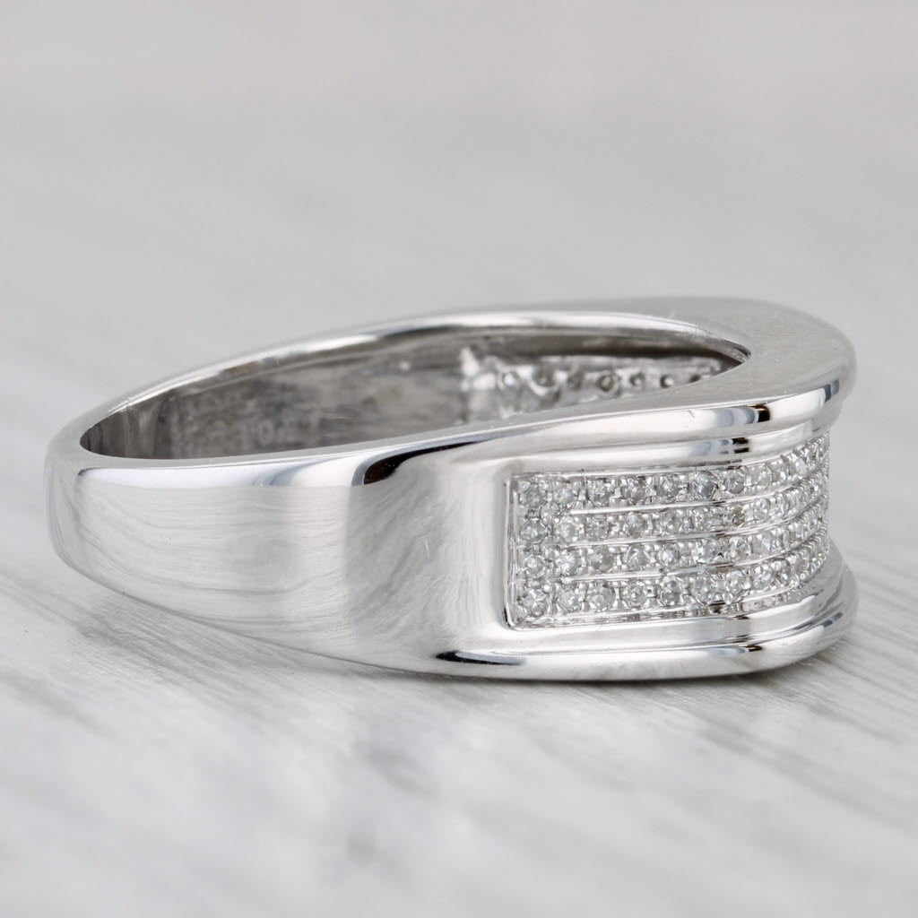 Gray 0.32ctw Diamond Men's Wedding Band 10k White Gold Size 10.5
