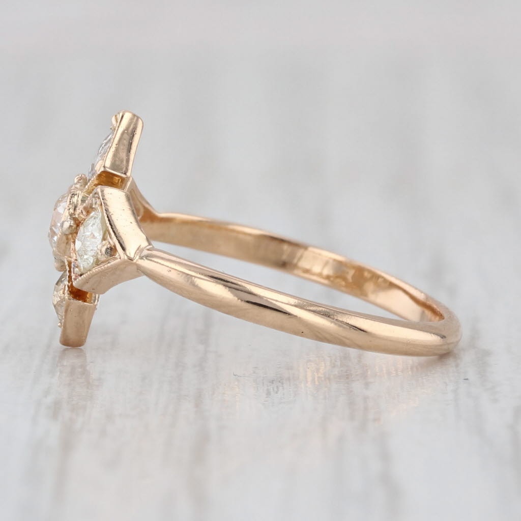 Antique 0.50ctw Diamond Cluster Ring 14k Yellow Gold Size 5.25