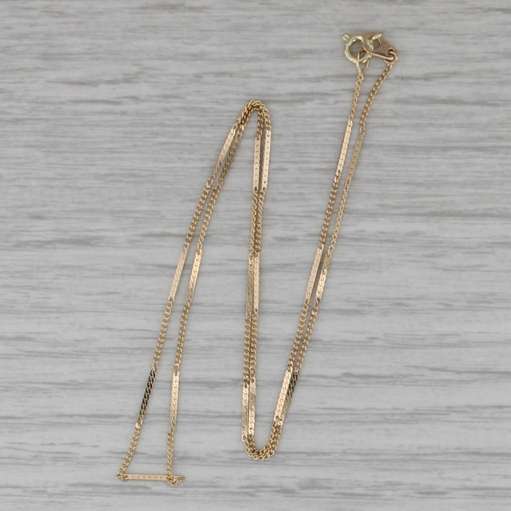 16.5" 1mm Bar & Curb Link Chain Necklace 14k Yellow Gold