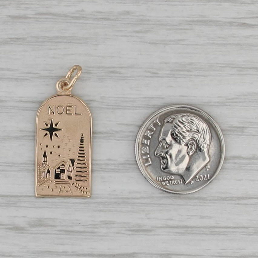 Noel Bethlehem Scene Pendant 10k Yellow Gold Christmas Holiday Charm
