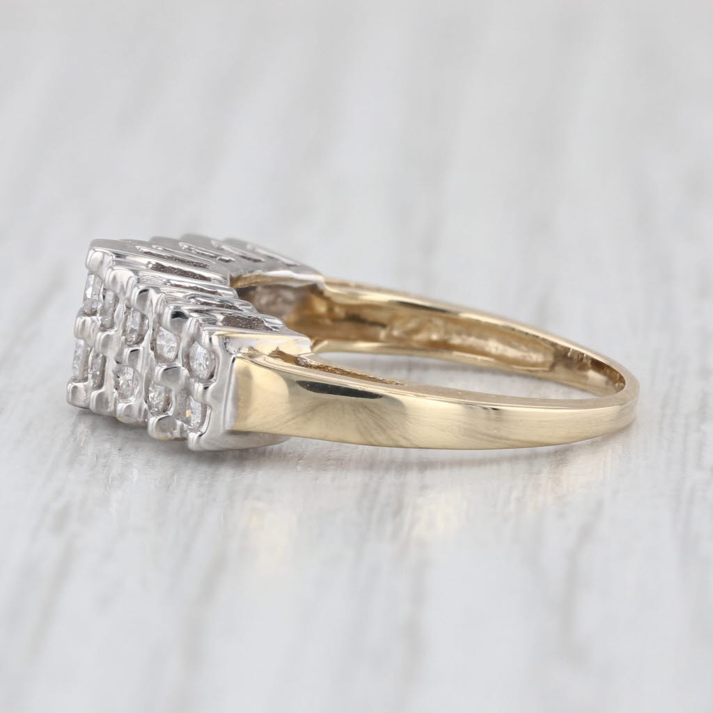 0.28ctw Diamond Pyramid Rooftop Ring 14k White Yellow Gold Size 6