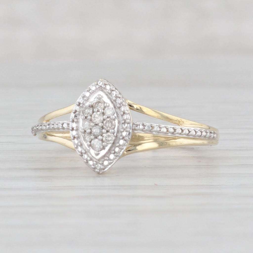 Light Gray Diamond Cluster Halo Ring 10k Yellow Gold Size 7 Engagement