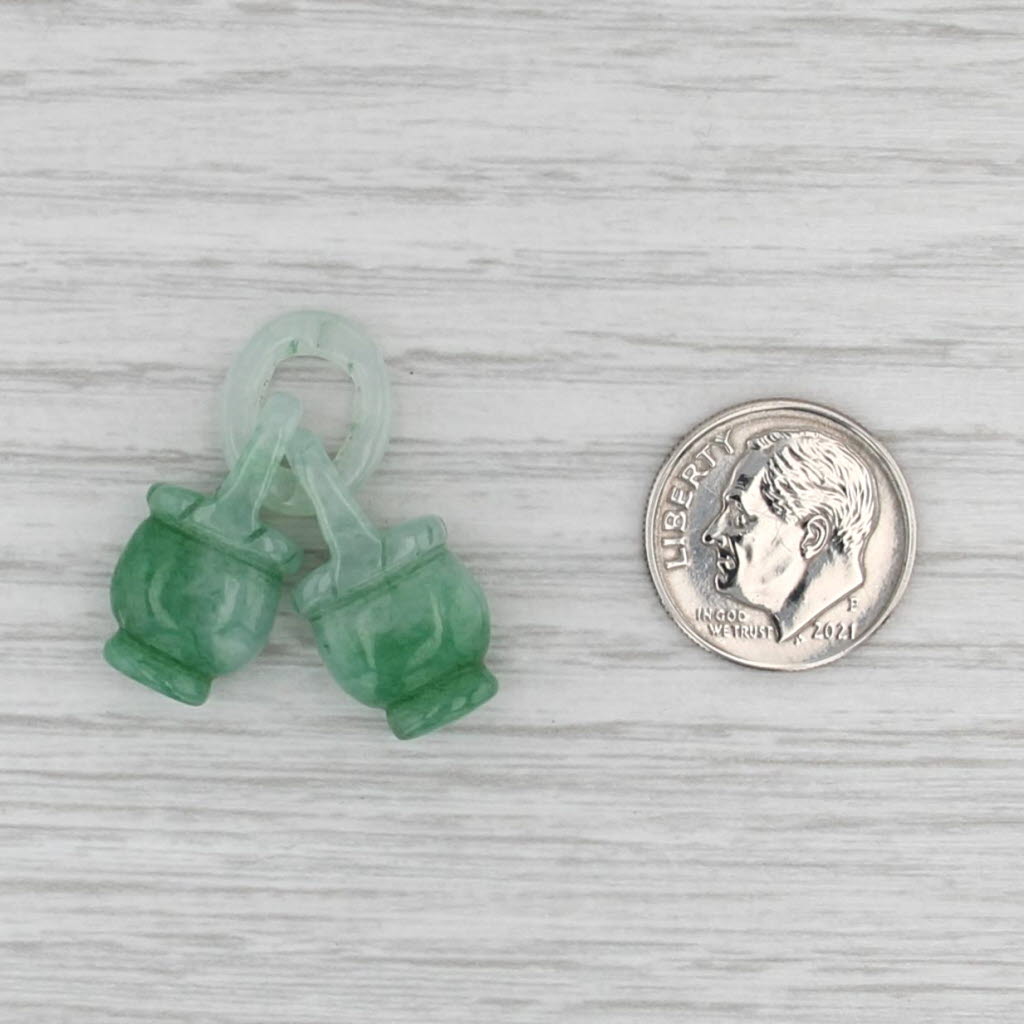 Green Jadeite Jade Carved Stone Pots Charm Pendant