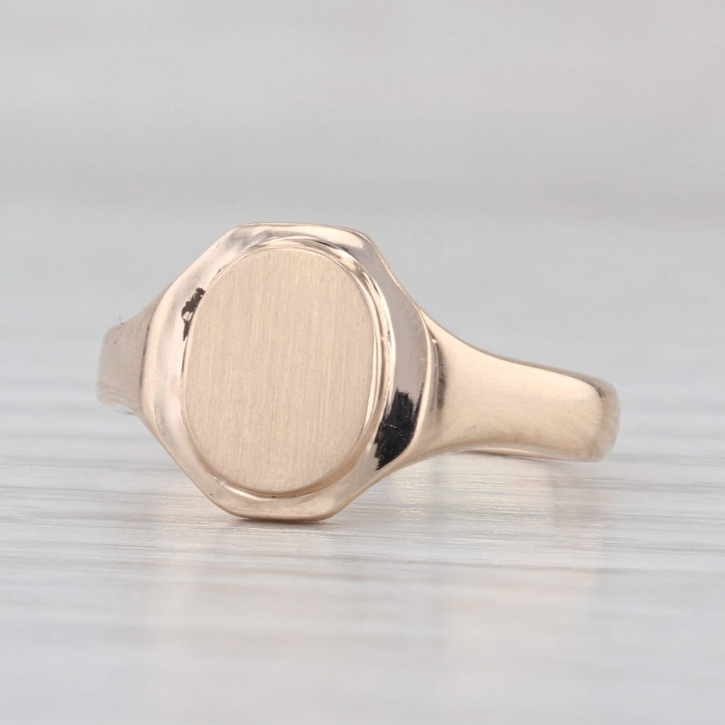 Vintage Engravable Signet Ring 10k Yellow Gold Size 4.5