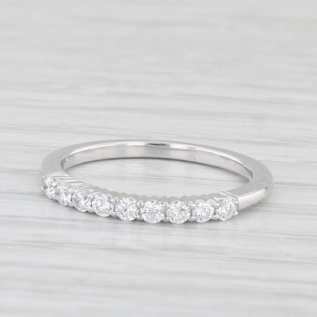 Light Gray 0.20ctw Diamond Wedding Band 14k White Gold Size 3.5 Stackable Ring