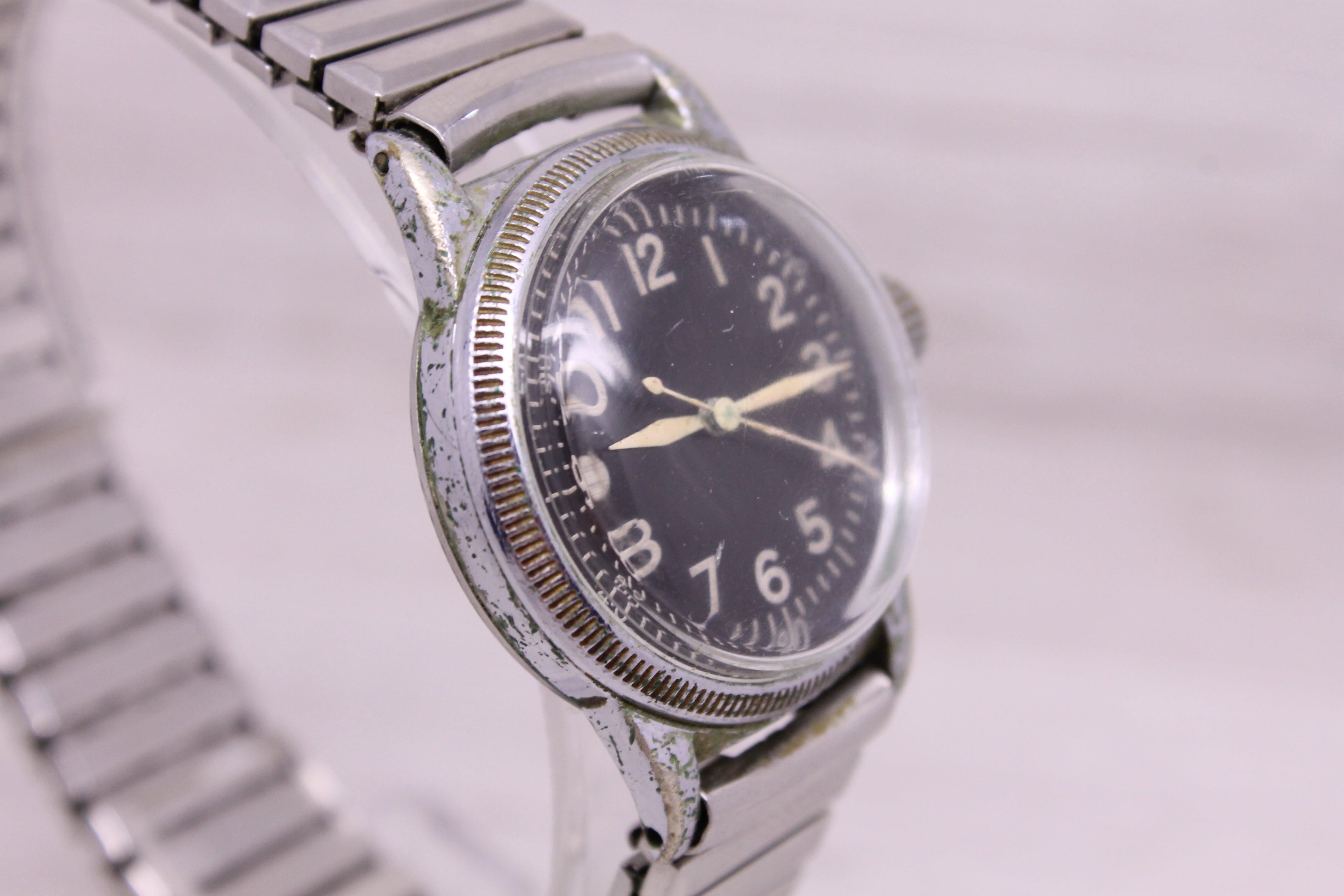 Gray Vintage Elgin AF US Army A-11 31mm Base Metal Mens Militar Watch = ORIGINAL =