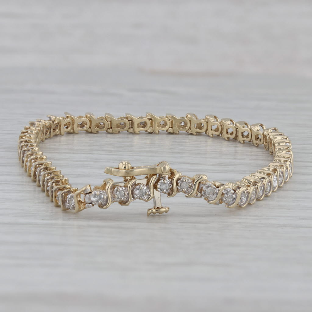 Gray 0.50ctw Diamond Tennis Bracelet 14k Yellow Gold 7" 3.6mm