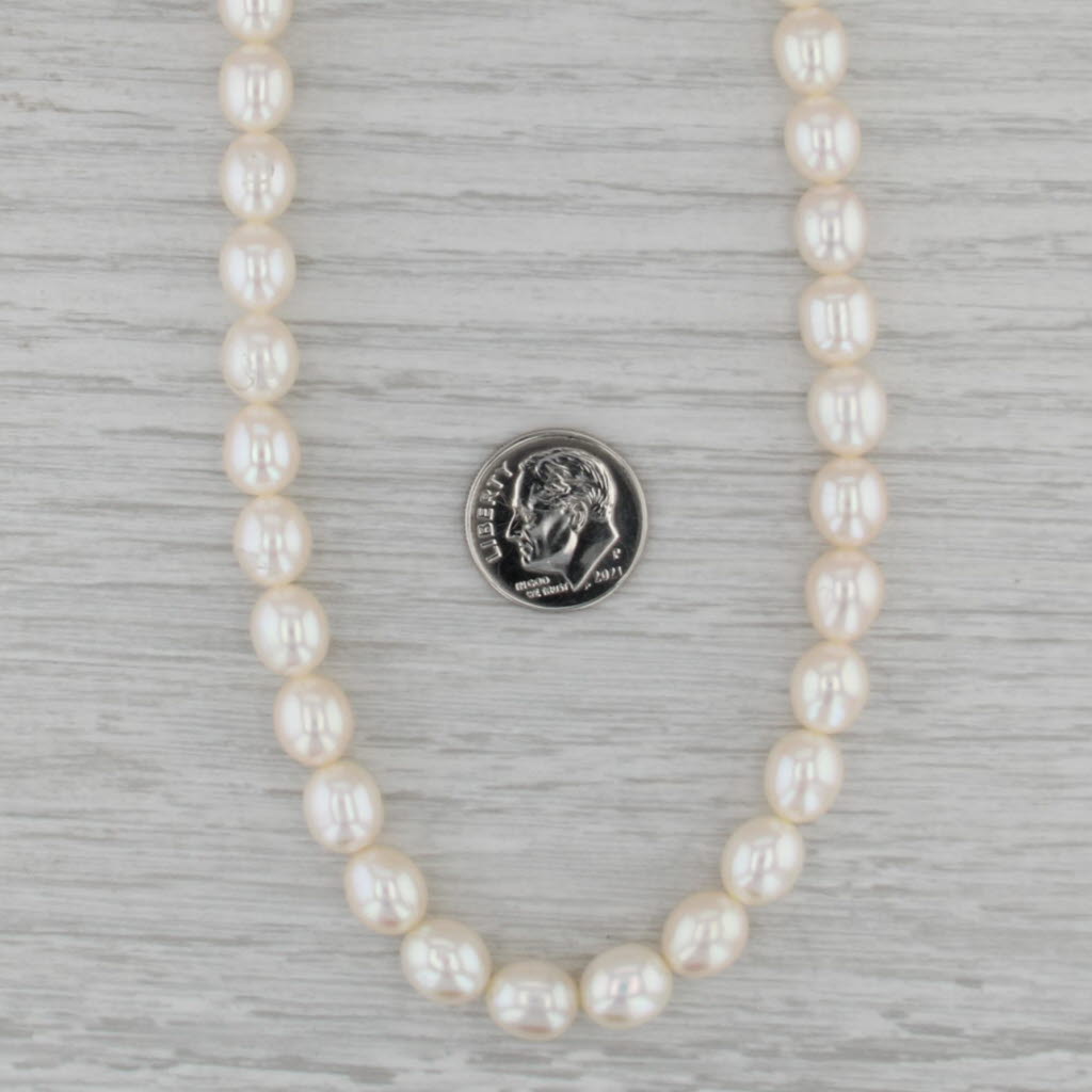 Cultured Pearl Bead Single Strand Necklace 14k Yellow Gold 16"