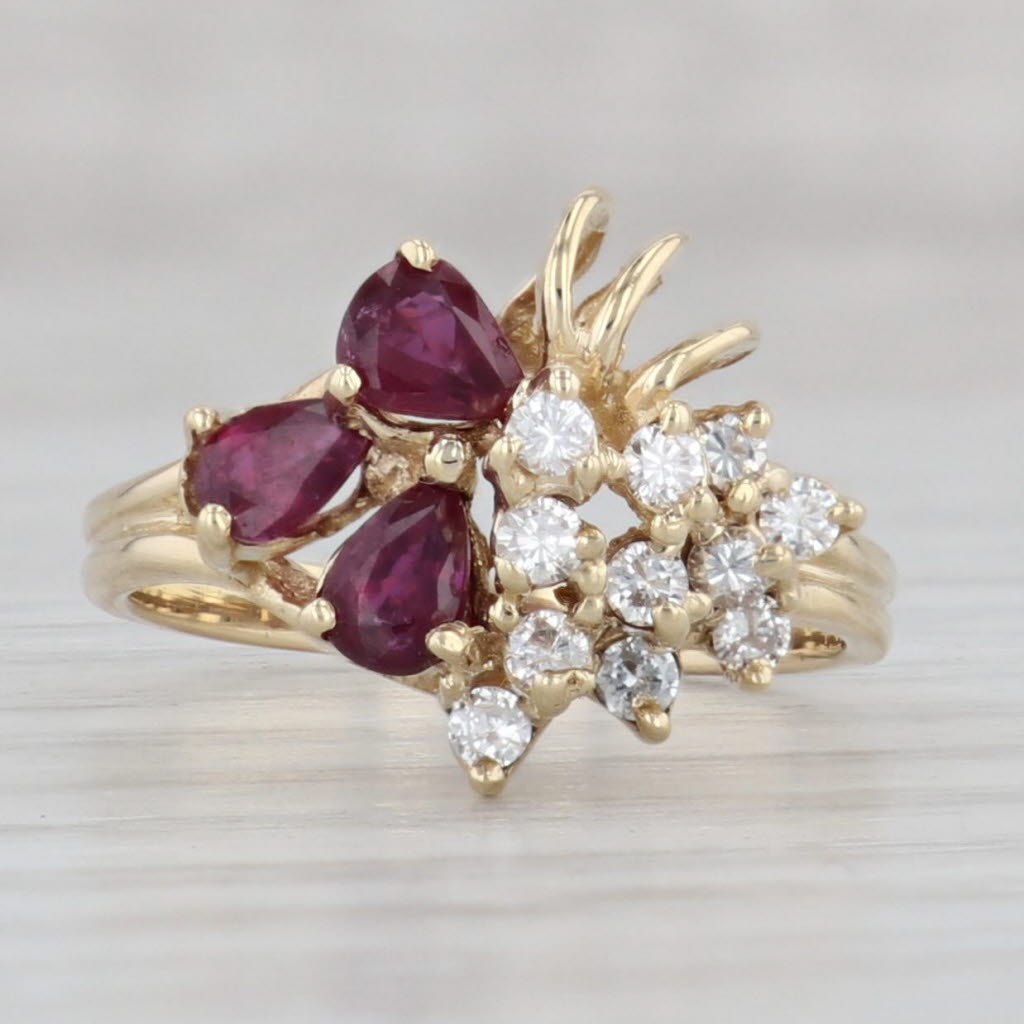 Gray 0.72ctw Ruby Diamond Cluster Ring 14k Yellow Gold Size 5