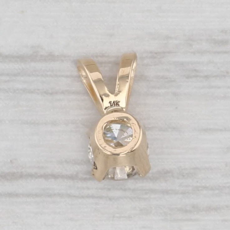 New Small 0.25ct Diamond Solitaire Pendant 14k Yellow Gold Round Brilliant Cut
