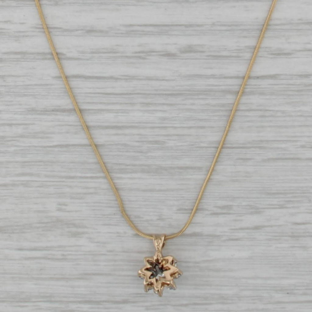 0.50ctw Diamond Flower Cluster Pendant Necklace 14k Yellow Gold 16" Snake Chain