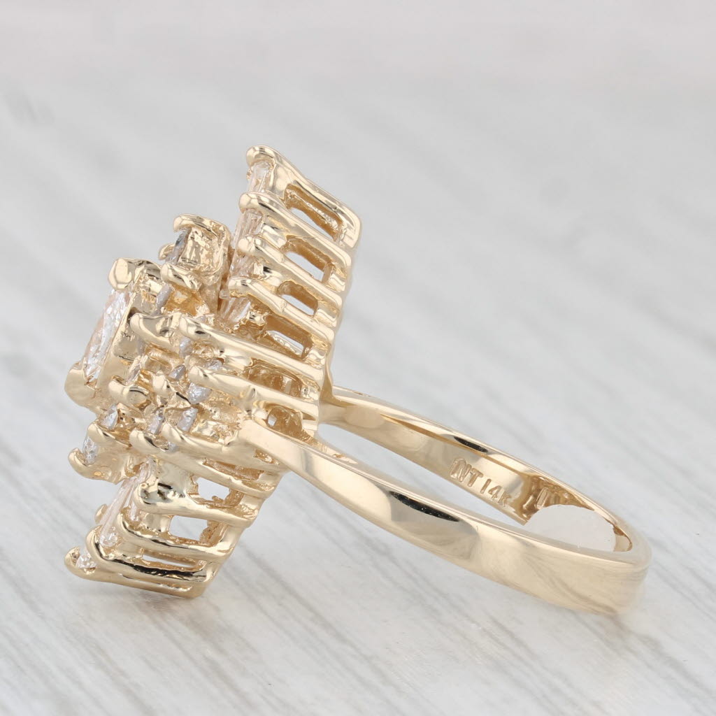 Light Gray 1.66ctw Diamond Cluster Engagement Ring 14k Yellow Gold Size 5.5 Engagement