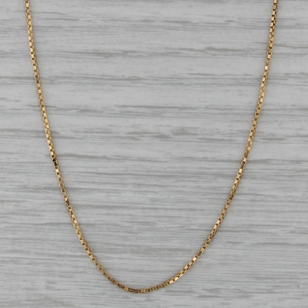 Box Chain Necklace 14k Yellow Gold 24" 0.9mm Italian