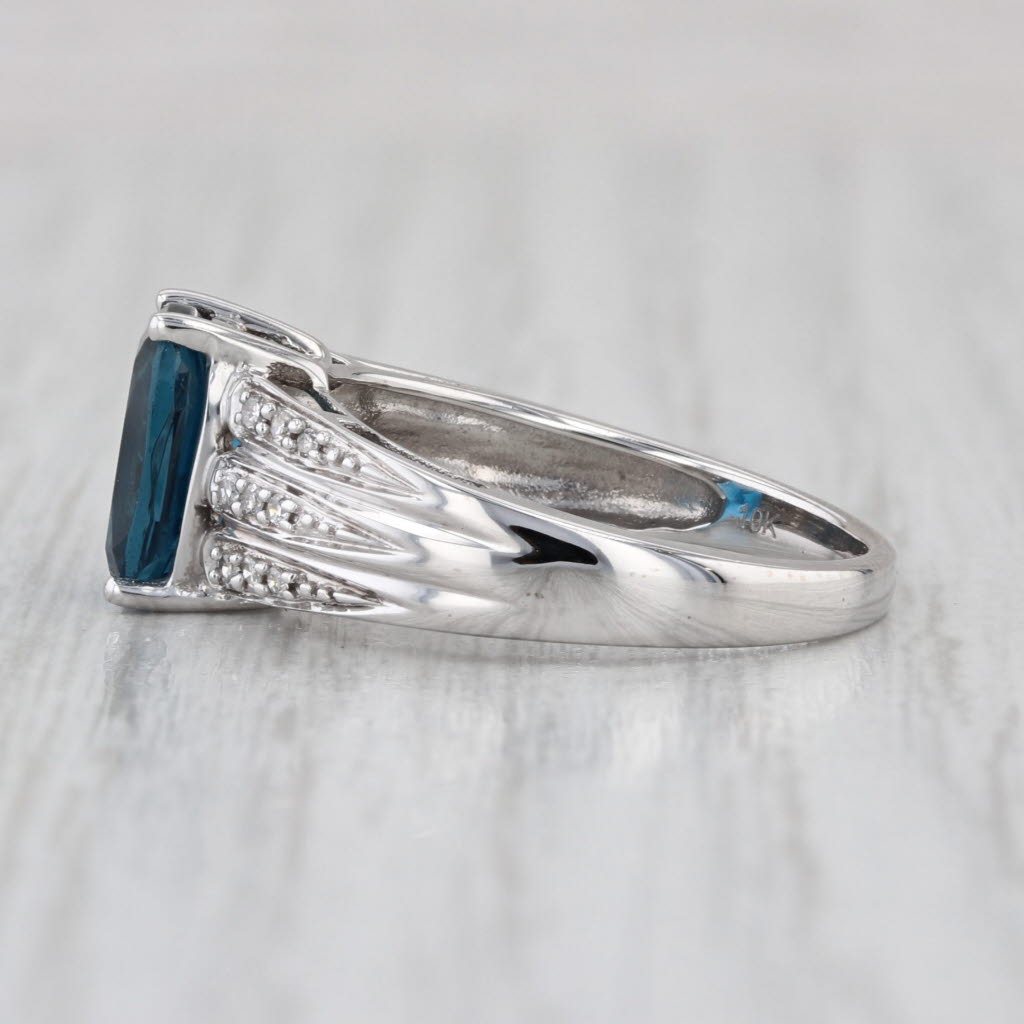 3.12ctw London Blue Topaz Diamond Ring 10k White Gold Size 6.75