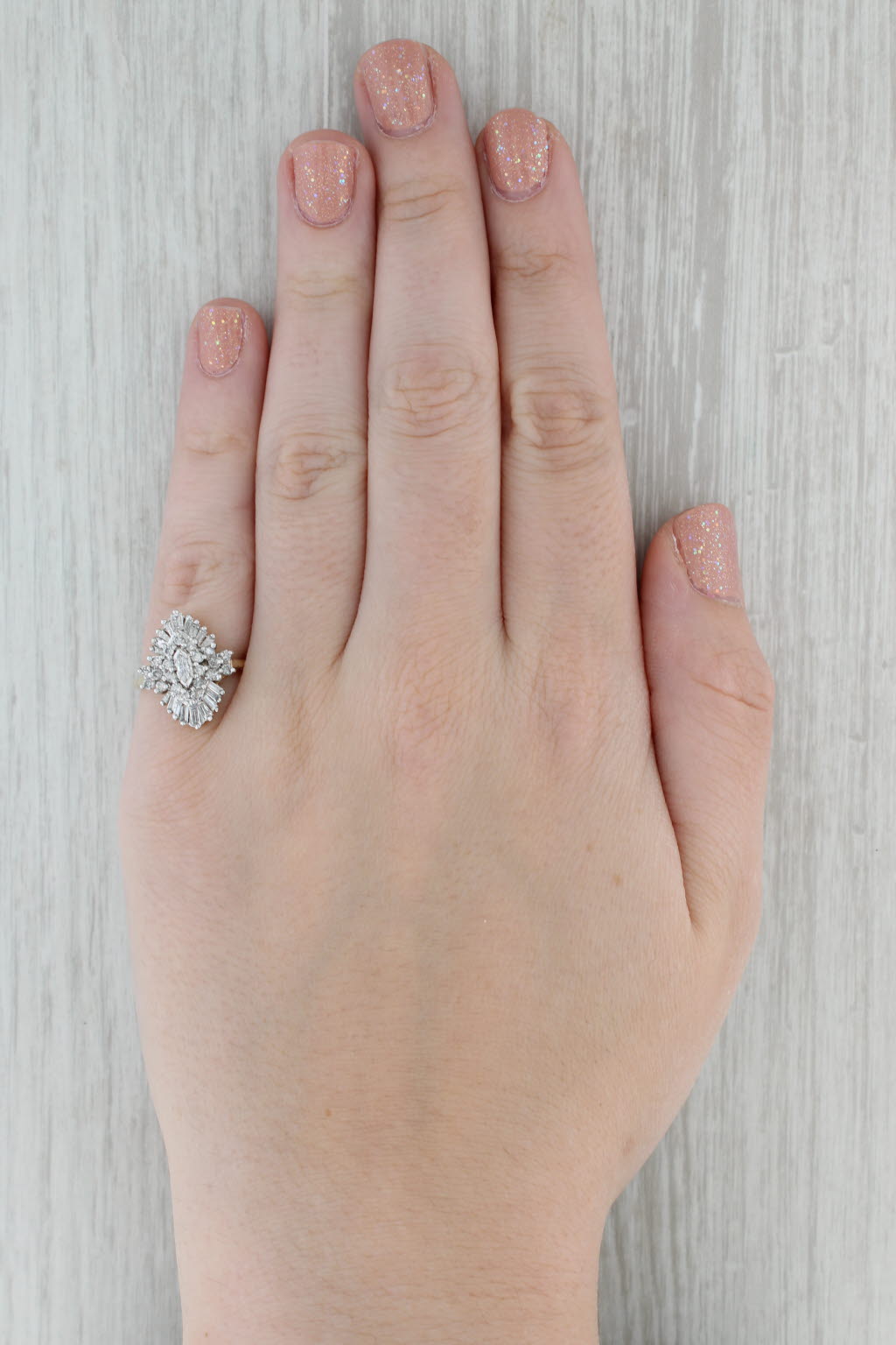 Gray 0.79ctw Diamond Cluster Ring 14k Yellow Gold Size 6