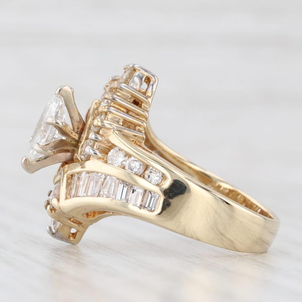 Light Gray 2.32ctw Diamond Bridal Engagement Ring 14k Yellow Gold Size 7.5 Bypass
