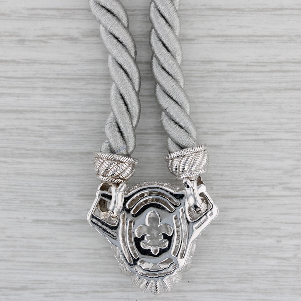 Gray Judith Ripka Rock Crystal Cubic Zirconia Pendant Sterling Silver Cord Necklace