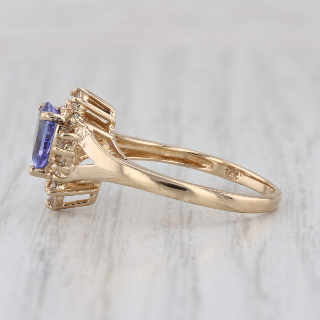0.96ctw Pear Tanzanite Diamond Halo Ring 14k Yellow Gold Size 7 Engagement