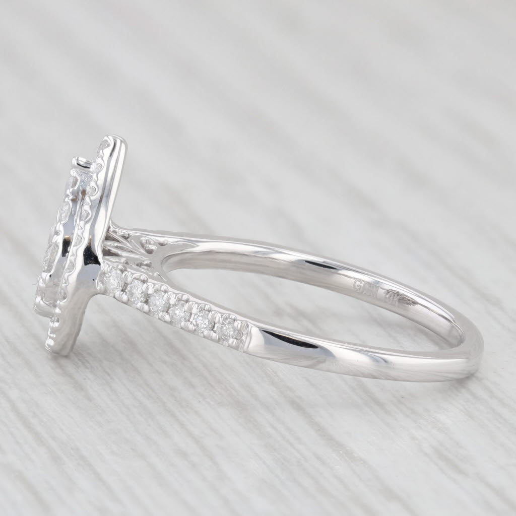 Light Gray 0.44ctw Diamond Cluster Halo Teardrop Engagement Ring 10k White Gold Size 7
