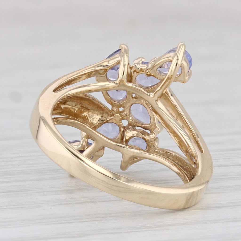 Light Gray 1.20ctw Tanzanite Cluster Ring 14k Yellow Gold Size 5