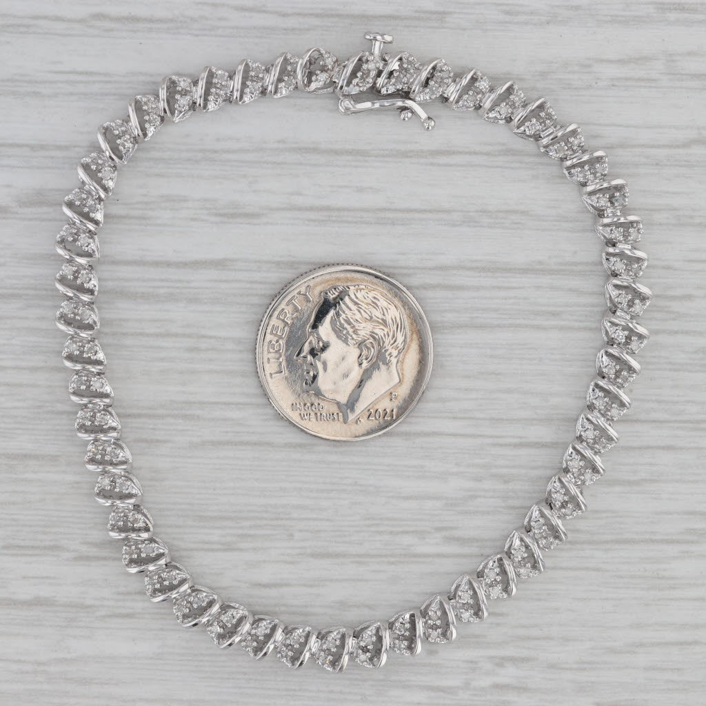 Gray 1ctw Diamond Tennis Bracelet 10k White Gold 6.75" 4.4mm