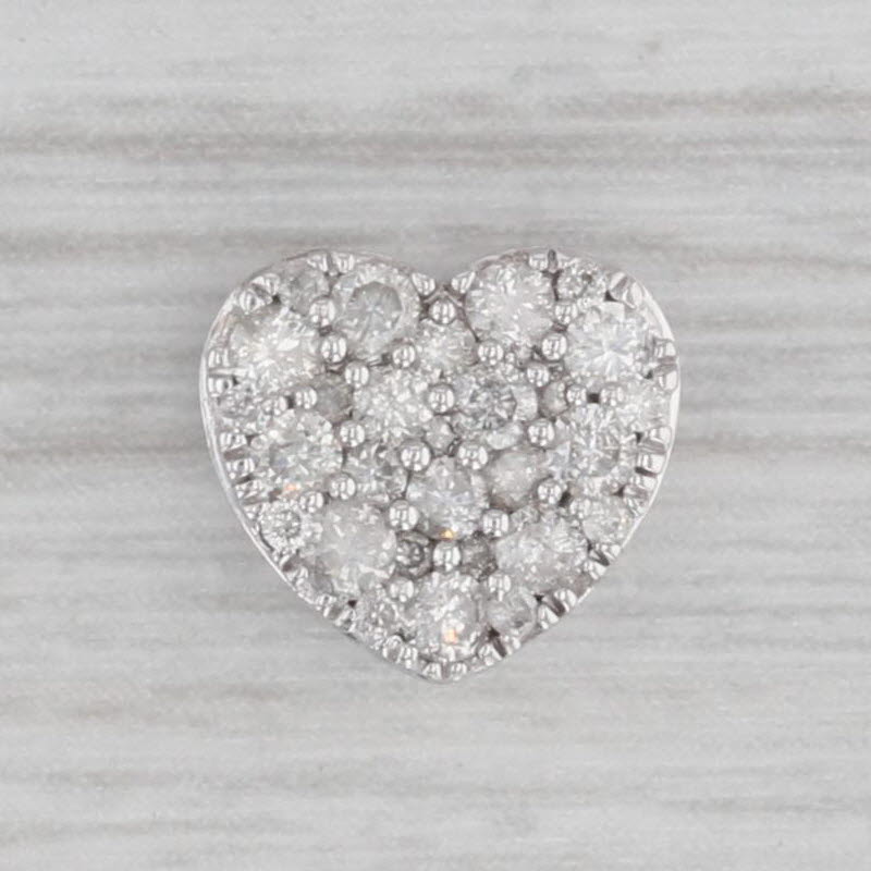 Gray 0.27ctw Pave Diamond Heart Pendant 10k White Gold Small Floating Drop