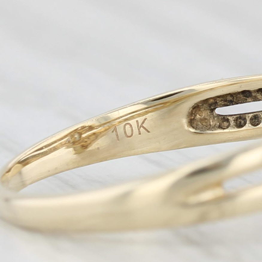 Light Gray 0.12ctw Marquise Diamond Bypass Ring 10k Yellow Gold Size 7.25 Engagement