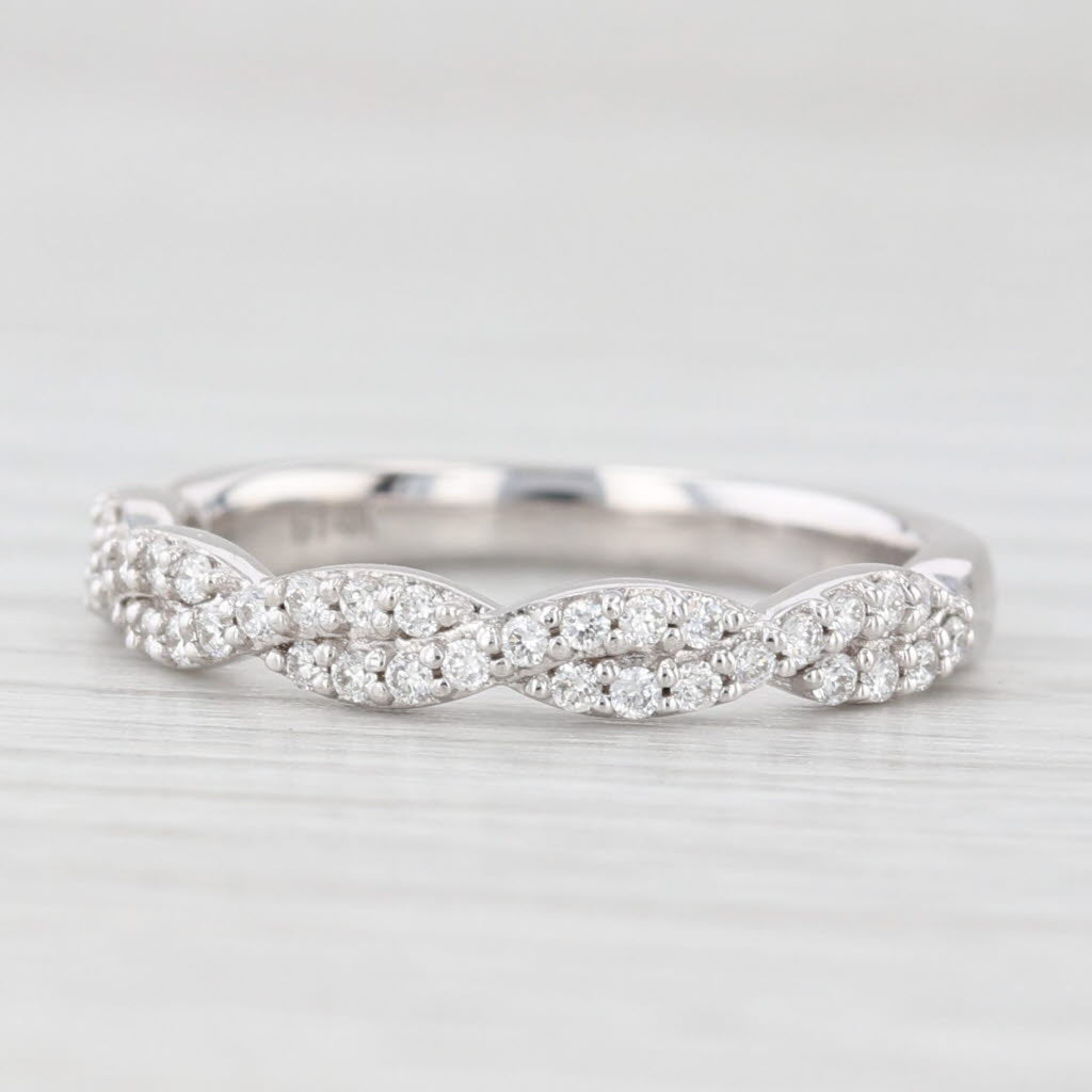 Light Gray New 0.23ctw Diamond Woven Ring 14k White Gold Wedding Band Stackable Size 5.75-6