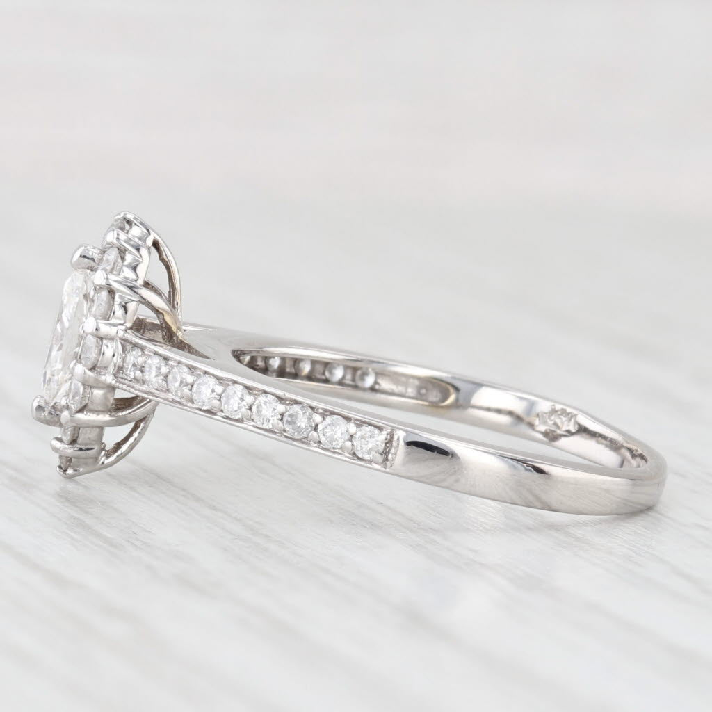 Light Gray 0.75ctw Marquise Halo Engagement Ring 14k White Gold Size 8 Cathedral Band
