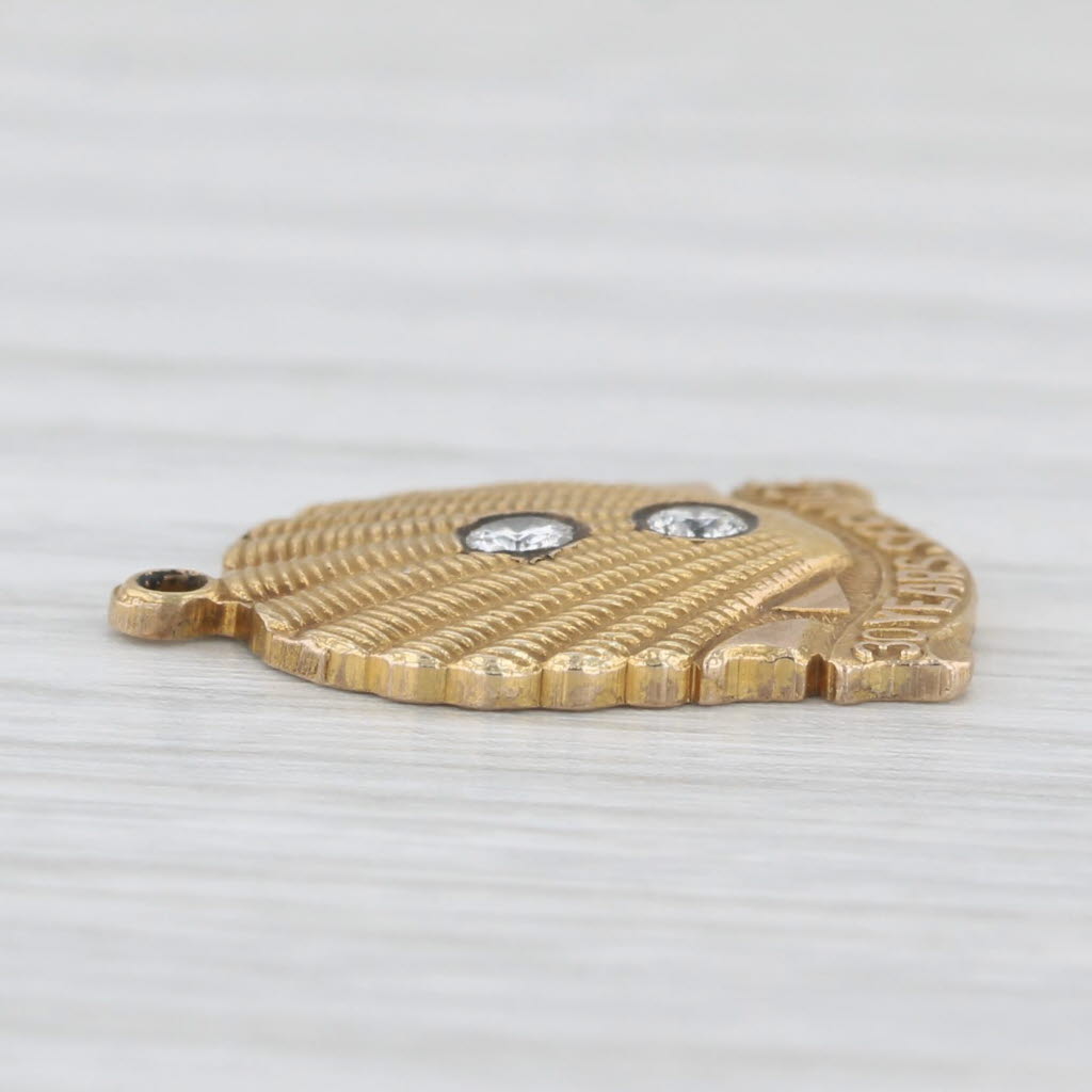 Light Gray Shell Gas Corporation 30 Year Service Charm 10k Gold Diamond Vintage