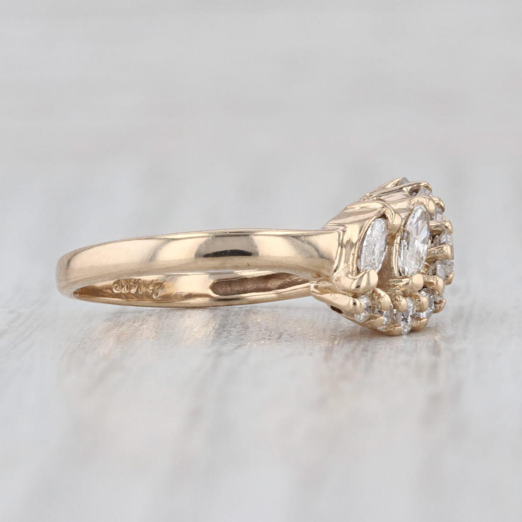 Vintage 0.91ctw Diamond Bypass Ring 14k Yellow Gold Size 6