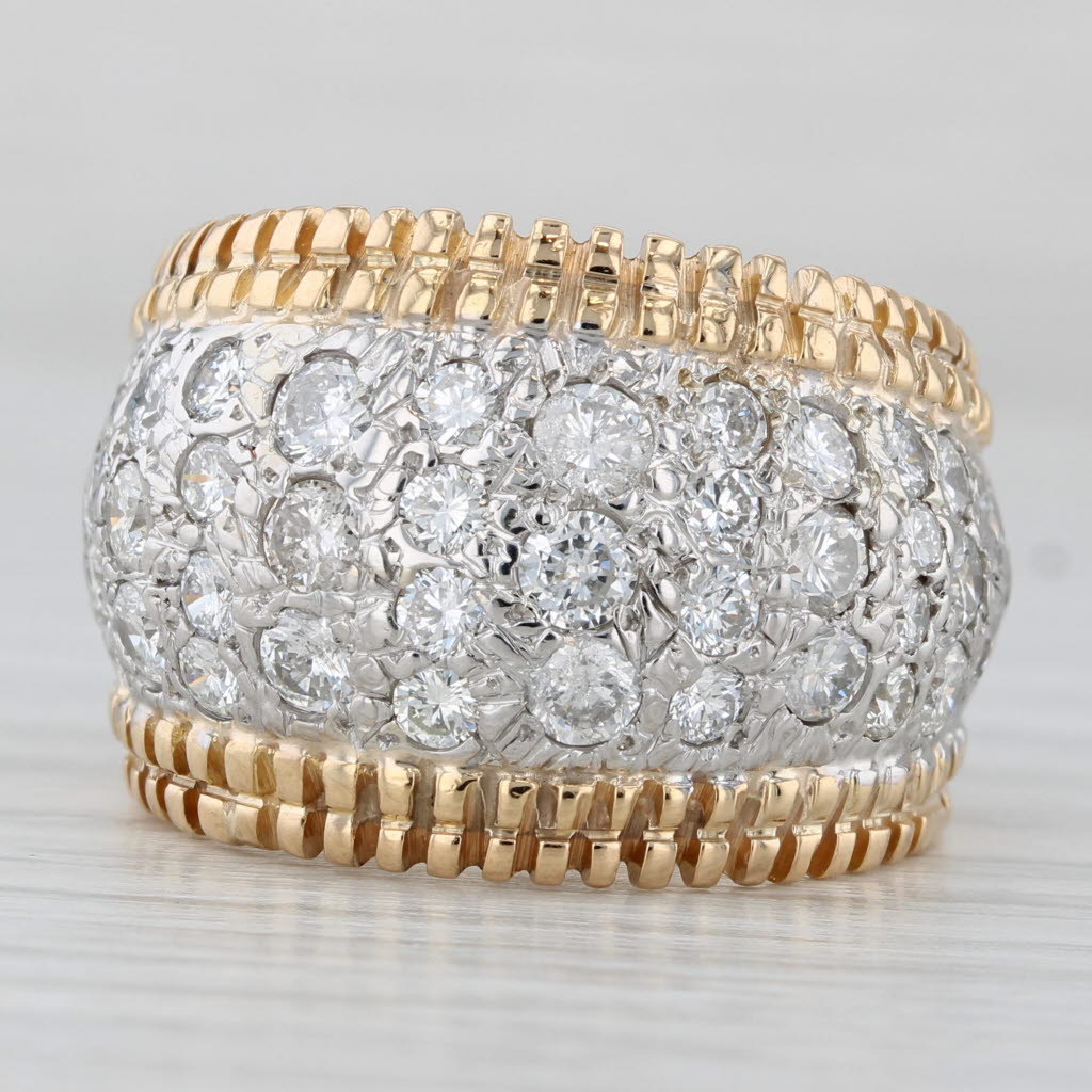 Light Gray 2.50ctw Pave Diamond Ring 14k White Yellow Gold Size 8.5 Cocktail