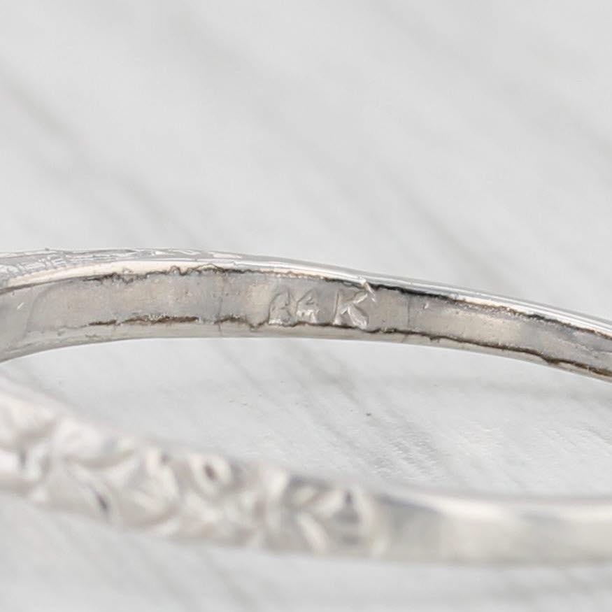 Light Gray Antique Diamond Solitaire Engagement Ring 14k White Gold Floral Band Size 6.25