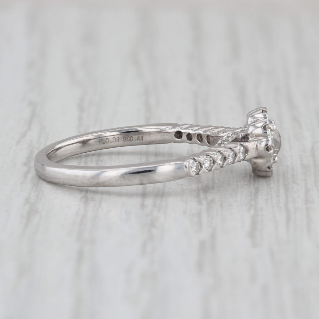 0.72ctw Diamond Halo Engagement Ring 14k White Gold Size 8