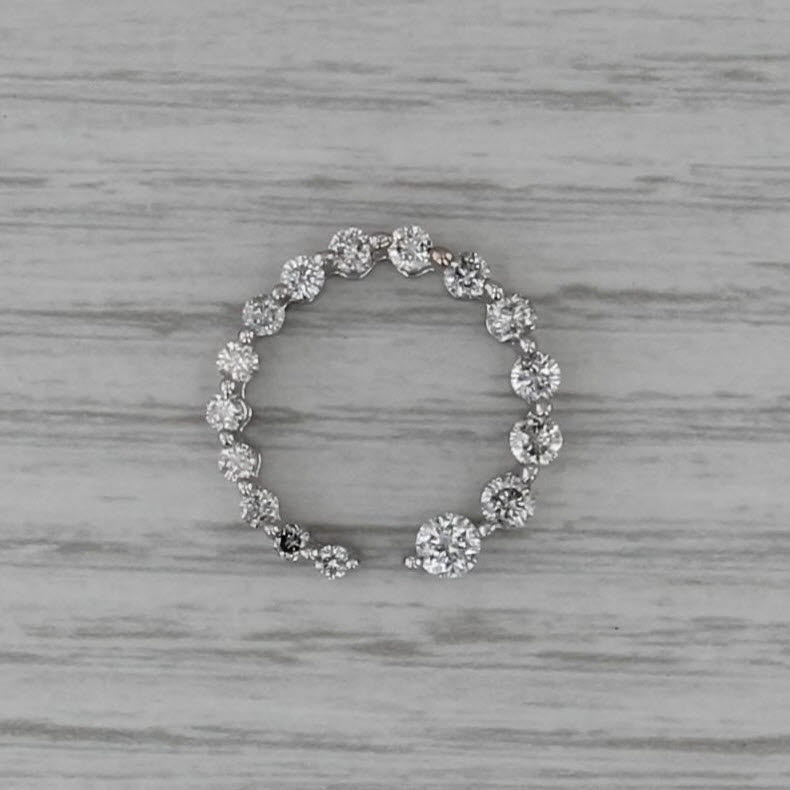 0.75ctw Tapering Diamond Open Circle Pendant 14k White Gold Floating Drop