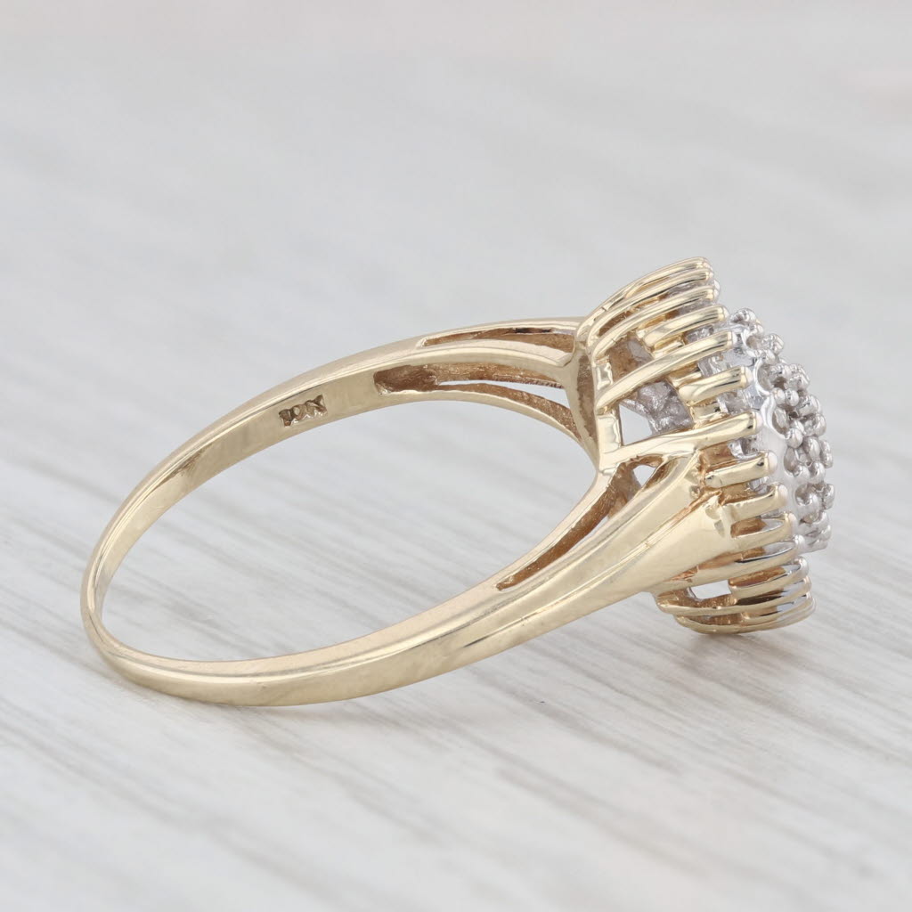 Light Gray Diamond Cluster Halo Engagement Ring 10k Yellow Gold Size 8