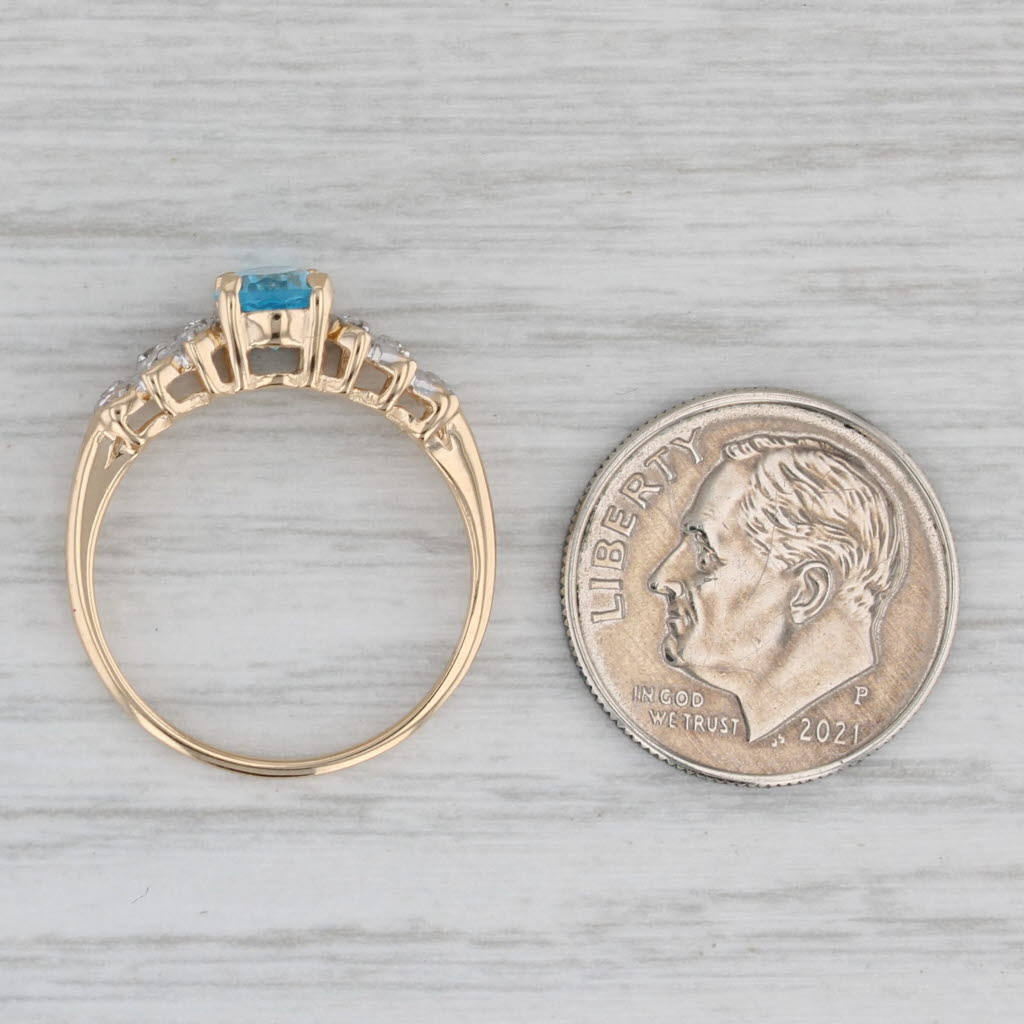 Gray 1.03ctw Oval Blue Topaz Diamond Ring 14k Yellow Gold Size 6.25