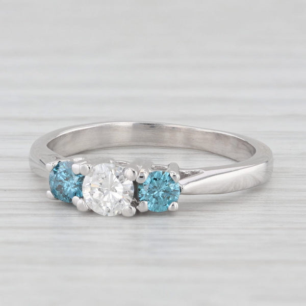 0.50ctw White Blue Diamond 3-Stone Ring 14k White Gold Size 6 Engagement