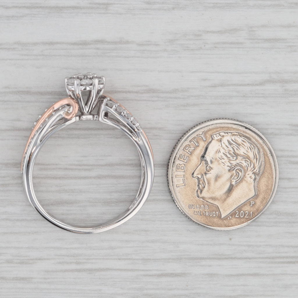 Gray 0.35ctw Diamond Cluster Engagement Ring 10k White Rose Gold Size 7