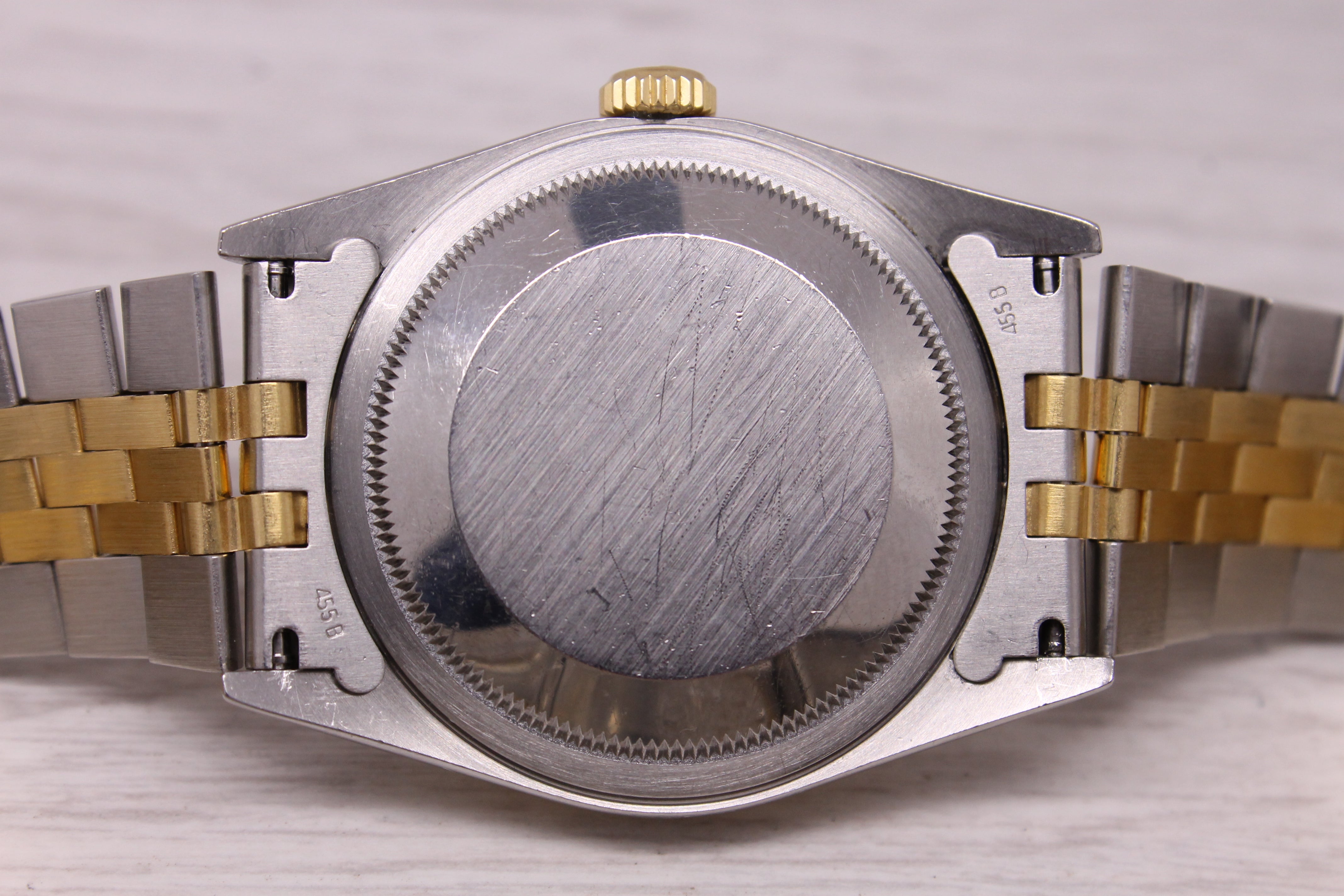 Vintage 1996 Rolex Datejust 16233 18k Steel Mens Watch Pyramid Dial Jubilee Box