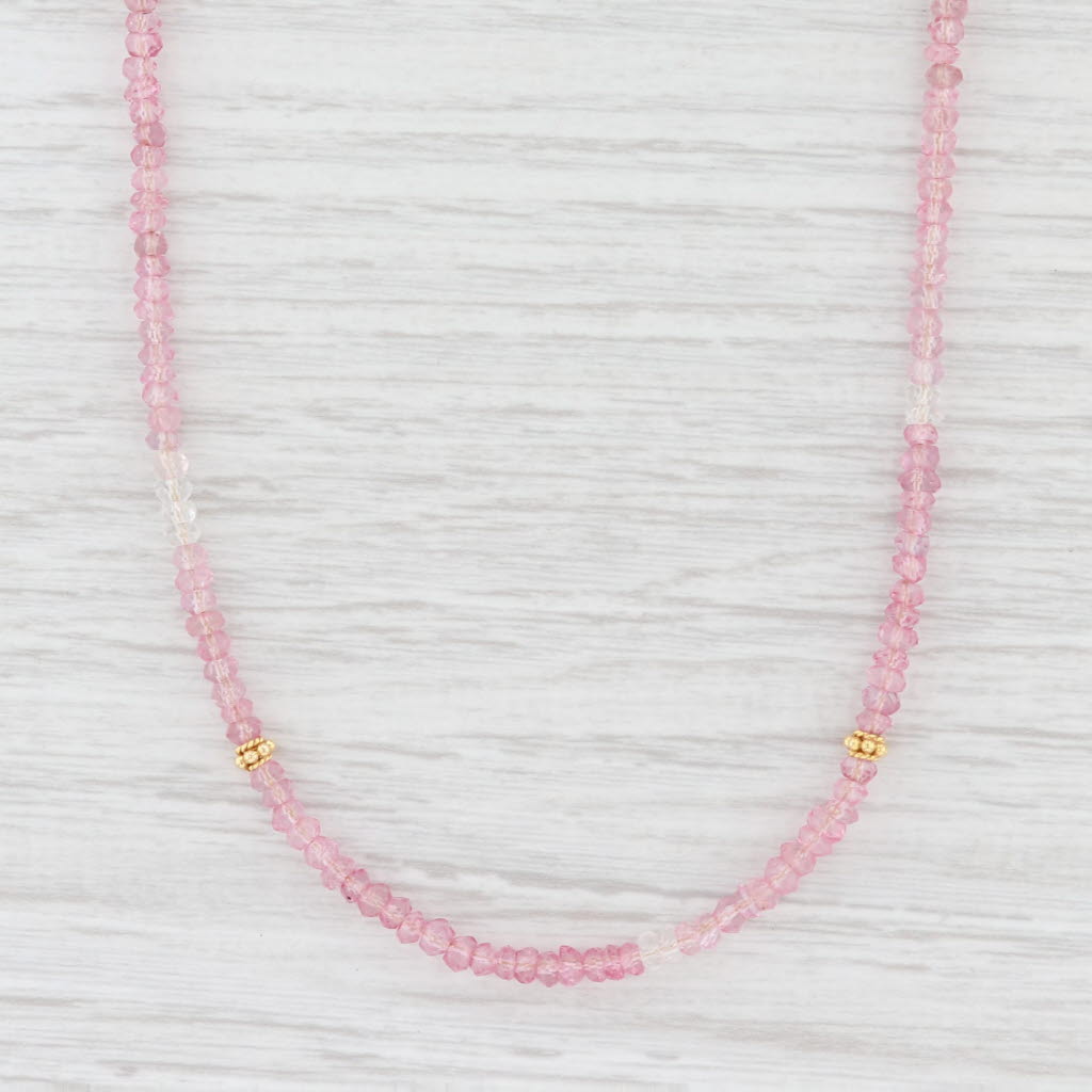 New Nina Wynn Long Harmony Necklace Pink Topaz Bead Gold Vermeil Sterling