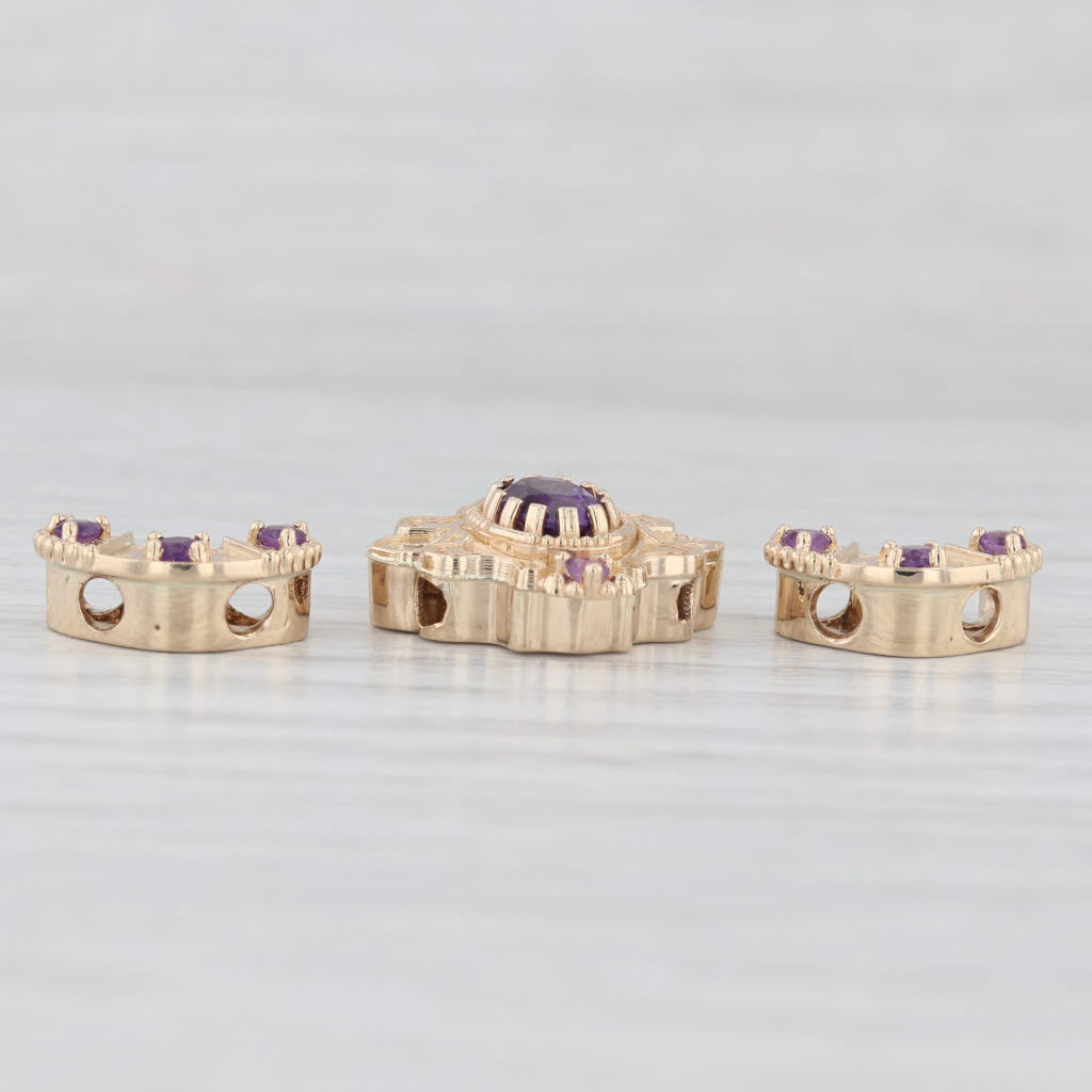 Light Gray Richard Glatter 1.10ctw Amethyst Slide Bracelet Charm Enhancer Spacer 14k Gold