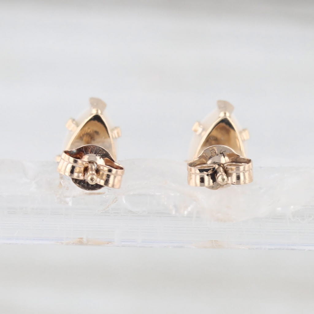 Common Opal Pear Solitaire Stud Earrings 10k Yellow Gold Studs