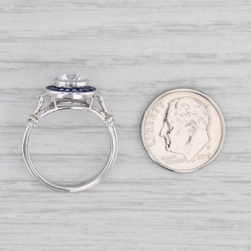 Light Gray New Beverley K Cubic Zirconia Sapphire Halo Ring 10k White Gold Engagement S 6.5